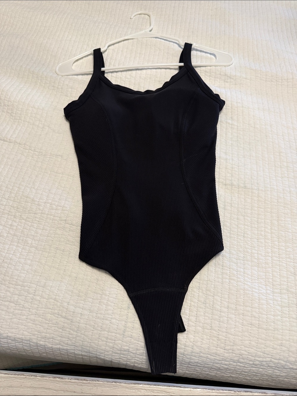 lululemon athletica Black Ribbed Tank Bodysuit